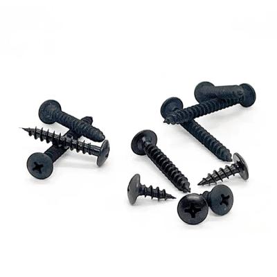 China M5 Round Slot Wood Screws Cross Recessed Black Zinc Furniture Hardware MDF Harden Large Flat Head Tapping Screws for sale