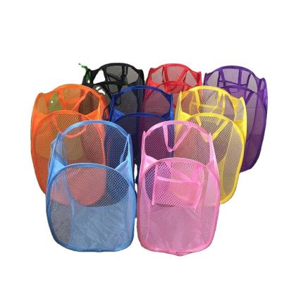 China 75L Large Mesh Popup Portable Durable Hand Collapsible Automatic Folding Clothes Laundry Sorter Hamper Storage Basket for sale