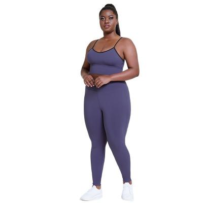 China Softness Breathable Sporty Sports Bra And Yoga Pants Set Workout Exercise Plus Size Women Yoga Set Sexy Fitness Yoga Bra Set cut for sale