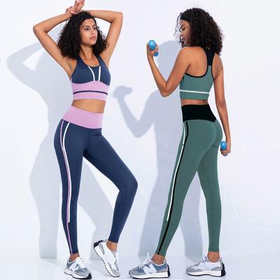 China Breathable Contrast Color Design Women Gym Fitness Sets Workout Exercise Two Piece Yoga Sets Gym Clothing Sporty Yoga Sets For Women for sale