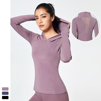 China Women's Daily Active Casual Hoodies Running Women Workout Gym Coats Fitness Breathable Sportswear Yoga Long Coats for sale