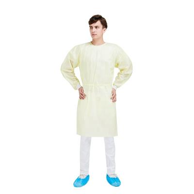 China Aimmax Medical SMMS Isolation Gowns yellow with Knitted Cuff for sale