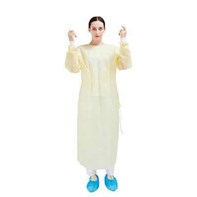 China Disposable Knit Cuff Waterproof Hospital Medical Isolation Gown for sale