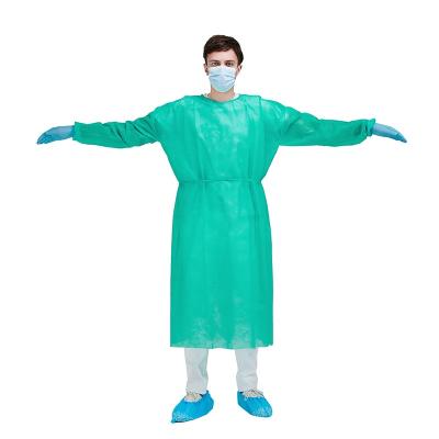 China Non woven Disposable Waterproof Hospital Medical Isolation Gowns dental disposable gown patient gowns with elastic cuff for sale