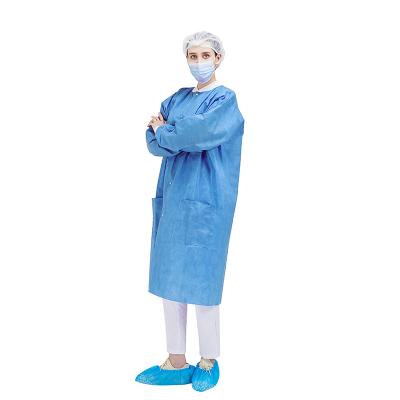 China Non woven disposable blue waterproof SMS medical lab coat for sale