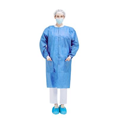 China Non woven disposable dark blue waterproof SMS lab coat for sale