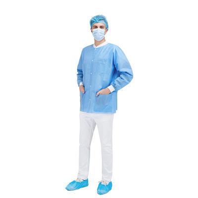 China Disposable Visitor Uniform Nonwoven SMS Hospital Lab Coat Jacket for sale