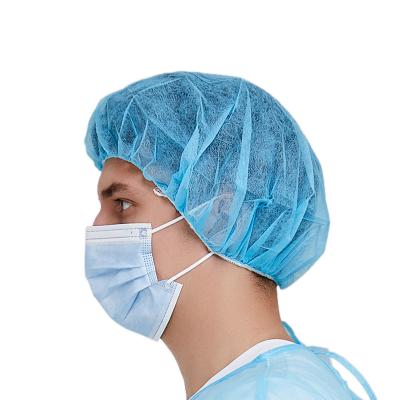 China nonwoven hair net surgical medical doctors round bouffant caps for sale