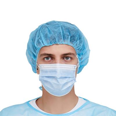 China Disposable bouffant hair net non woven PP round hat clip mob head cover surgical caps for hospital doctor and nurse for sale