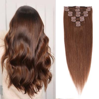 China Factory Price 100% Wave PU Hair Clip Ins Premium Silky Straight Double Ended Seamless PU Weft Clip In Real Hair Extensions All Colors for sale