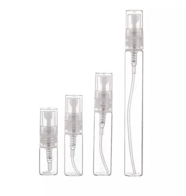 China Personal Care GLOSS 2ml 3ml 5ml 10ml Small Perfume Atomizer Vials Sample Glass Bottle With Plastic Spray Pump Mini Tester Bottles for sale