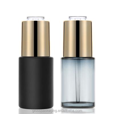 China Cosmetic glass bottle spiral rotary mouth-pressed pump head pressing cosmetic skin care essence clear frosted dropper bottle for sale