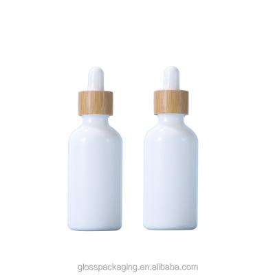 China Cosmetic i oz 5ml 10ml 15ml 30ml 100ml cylindrical white opal frosted coated eye serum essential oil  glass dropper bottle silver cap for sale