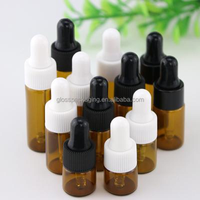 China Cosmetic 1ml 2ml 3ml 4ml 5ml amber clear Portable Esstenial Oil Bottle With Eye Dropper Mini Empty Pipette Dropper Glass Vials for sale