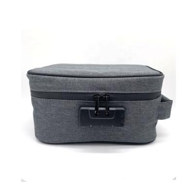 China Polyester Factory Custom Logo Outdoor Carbon Fiber Lining Smell Proof Locking Bag Smell Resistant Storage Case Stash Bag With Password Lock for sale