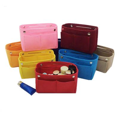 China Durable Lady Travel Outdoor Lightweight Toiletry Make Up Organizers Case Foldable Functional Portable Women Felt Cosmetic Bag for sale