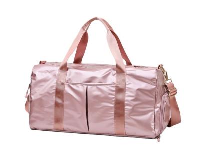 China Sports shoulder duffel bag large capacity gym custom cheap sports outdoor ladies shoulder travel women pink duffel bag with shoe compartment for sale