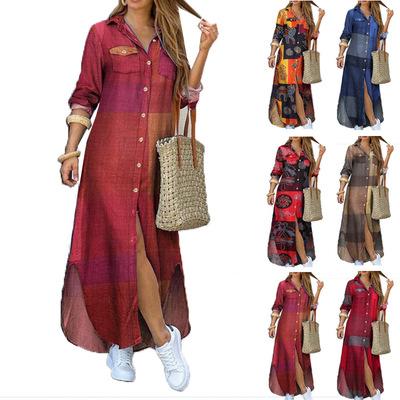 China 2021 summer new style long skirt dress women's dress shirts breathable spring and women's fashion long shirt for sale