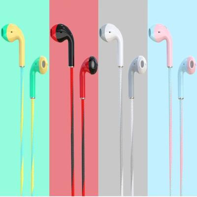 China In-ear Trendy Dual-Color Macaron Earphones - Wired with Microphone for Calls for sale