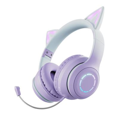 China Headband Foldable Cat Ears Earphones Gamer With Light Wireless foldable gaming headphone for sale