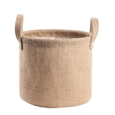 China Europe Home Decor Customized Round Portable Waterproof Canvas or Jute Flower Pot Planters for sale