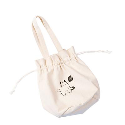 China HXT HOUSE Custom Logo 6 Folding 8 10 12 oz Calico Cotton Reusable Drawstring Bag Cotton Canvas Drawstring Gift Bag Grocery Bags for sale