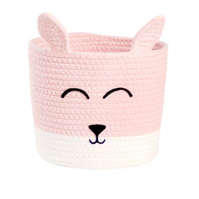 China HXT SUSTAINABLE HOME Cotton Woven Rope Basket Large Storage With Animal Decorative for sale