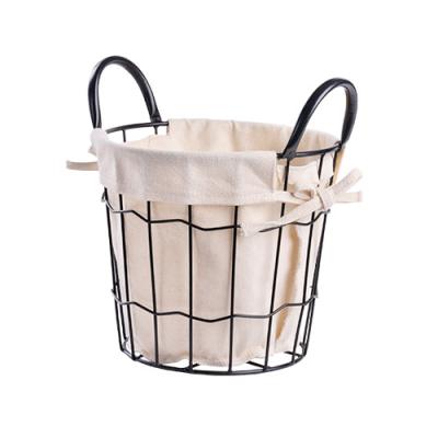 China HXT Sustainable Wire Baskets For Storage Decoration Metal Storage Box Customized Baskets With Fabric for sale