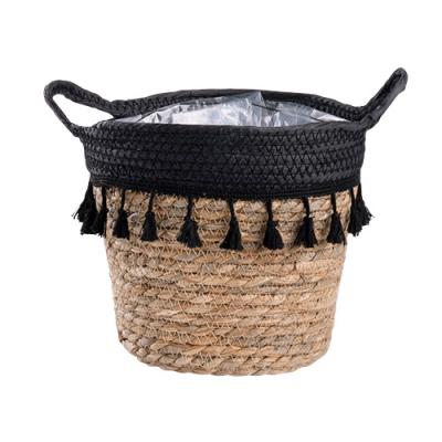 China HXT Home Organization Sustainable Sea Grass Cotton Rope Woven Storage Basket for Toys or Kitchen and Garden Decoration for sale