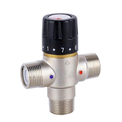 China DN20 Water Heater Thermostatic Mixing General Brass Valve Nickel Plated Solar Valve for sale