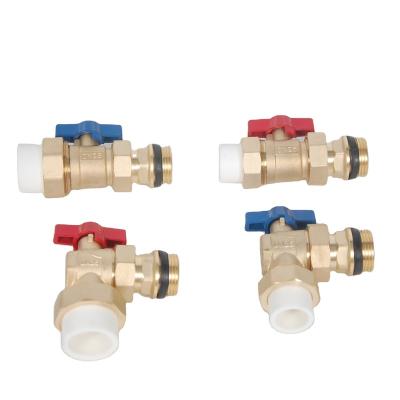 China General China Supplier DN25 DN32 Male Thread Forged Angle Brass Ball Valve With PPR Pipe for sale