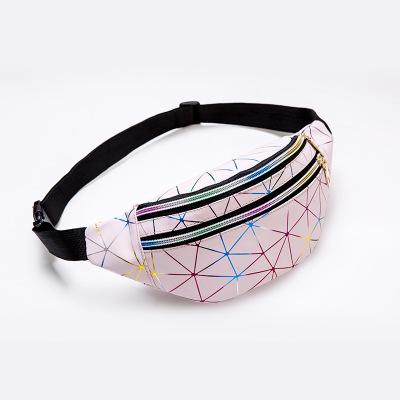 China 2021 Fashion Mens Fanny Pack Bum Bag Women Hologram Anti-theft PU Geometric Laser Sports Running Waist Bag for sale