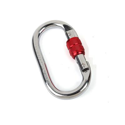 China Heavy Industry Alloy Steel O-Type Spiral Locking Hanging Hook Load Bearing Climbing Buckle Carabiner for sale