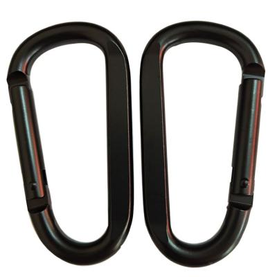 China Wholesale No.8 D-ring Metal Snap Hook Multi Style Mountaineering Buckle High Quality Aluminum Carabiner Flat Line Black for sale