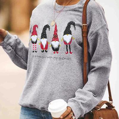 China New Anti-wrinkle fashion loose plus-size custom pattern printing round neck long sleeve hoodie for women for sale