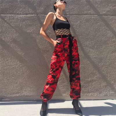 China 2021 Autumn New Arrivals Streetwear Cool QUICK DRY Ins Camouflage Printed Soft Women Harem Cargo Pants for sale