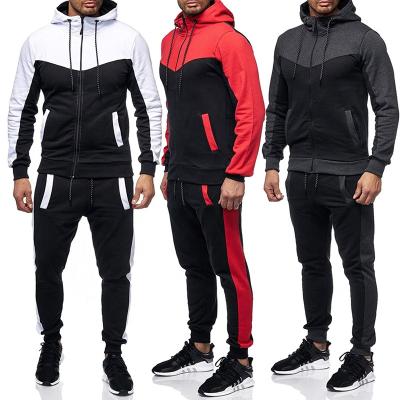 China Autumn new anti-static men's fashion two-piece color patchwork jogger sweatsuit matching tracksuit for sale