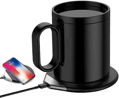 China Sustainable Coffee Cup Heater 2 In 1 Heating Hot Cup With Wireless Charger Heater For Home Office Use for sale