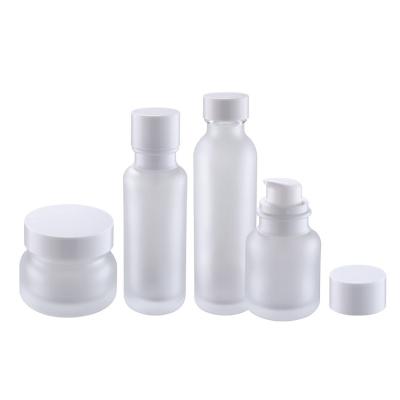 China 50g 50ml 110ml 150ml Cosmetic Packaging Round Glass Bottles High Quality Glass Cosmetic Frosted Bottle for sale