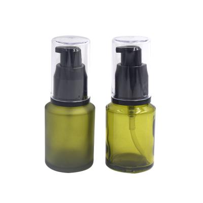 China Personal Care Matte / Clear Green Cosmetic Bottle 15/30/60/125ml Glass Lotion Pump Base Bottles for sale