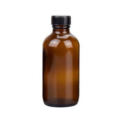 China Personal Care 4oz Boston Round Glass Bottle Clear Amber Essential Oil Bottle Skin Care Packaging for sale