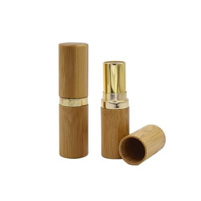 China 5g Cosmetic All Covered Lip Gloss Bamboo Tubes Bottles Inner Glossy Bamboo And Gold Bottle for sale