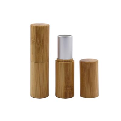 China 5g eco-friendly cosmetics all lip gloss covered bamboo tubes set bamboo bottle and matte silver inner bottle for sale