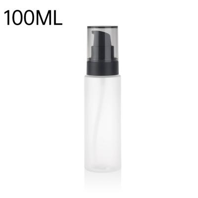 China 100ml Cosmetic 100ml Clear Frosted Plastic PET Pump Bottle For Facial Wash Cream Gel for sale