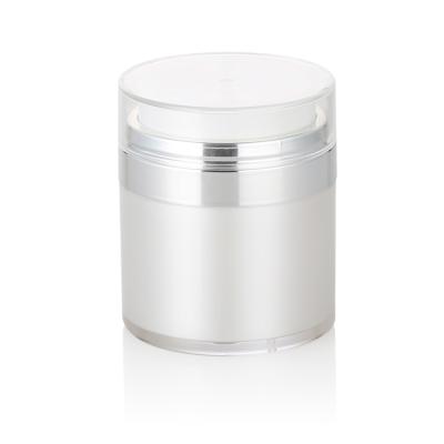 China 15ml 30ml 50ml Cosmetic Pearl White Acrylic Cosmetic Airless Jar With Pump for sale