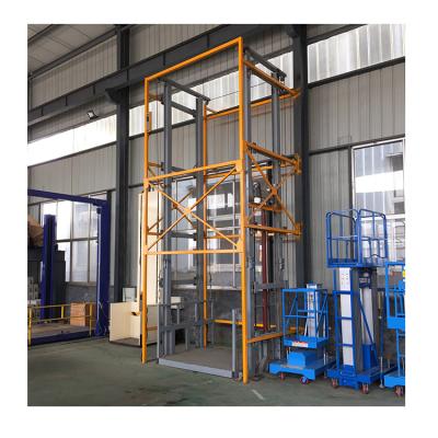 China Building Material Shops Industrial Lift Platform Single / Double Guide Rail Warehouse Cargo Lift Vertical Hydraulic Goods Transport Load Elevator Lift for sale