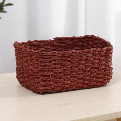 China Wholesale Price Rope Woven Paper Handmade Paper Storage Baskets Durable And Eco-Friendly Directly for sale