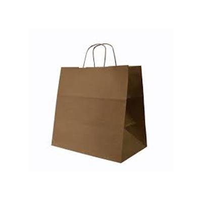 China Recyclable Plain Brown Kraft Paper Bag With Twisted Twine Handle Custom 120 Gsm Newsagent Bags for sale