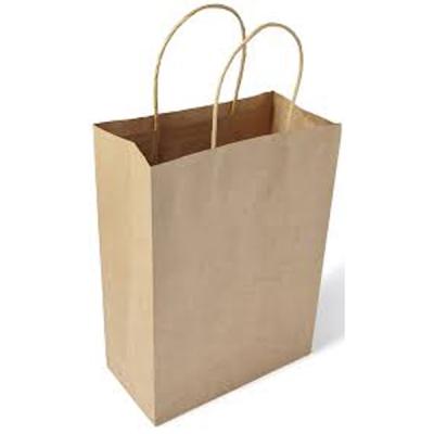 China Wholesale Cheap Recyclable Logo Printed Grocery Packaging Craft Brown Kraft Paper Bag With Handle for sale