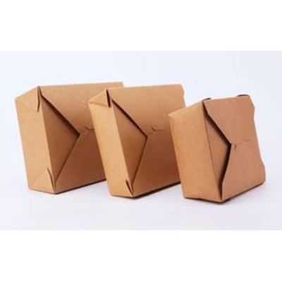 China Brown Salad Wrapping Paper Folding Lunch Box Recyclable Biodegradable Disposable Catering Food Container Wrapping Paper for sale